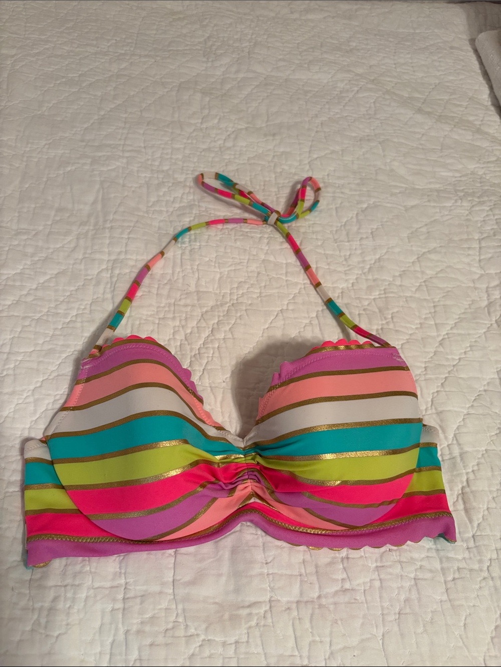 Victoria's Secret Striped Halter Bikini Top‎ - Pink Multi